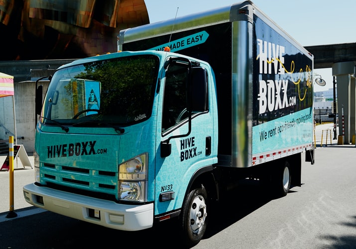 HiveBoxx custom truck wrap for advertising in Dallas