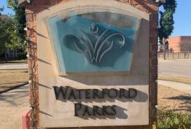 Outdoor sign of Waterford Park installed by Dallas Sign Company